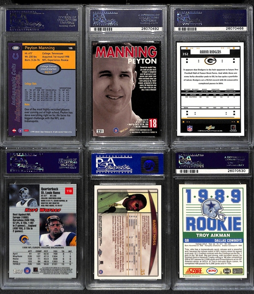 Huge Lot of (20) PSA Graded Football Rookies w. P. Manning, A. Rodgers, Warner, Moss, Aikman, B. Sanders, and Others